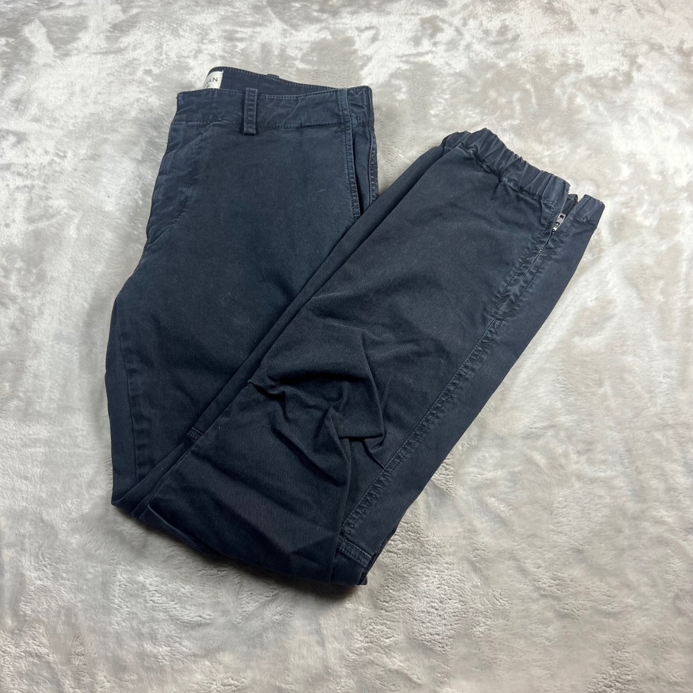 Nili Lotan Women's Sz 2 Washed Navy/Black Utility Jogger Ankle Zip